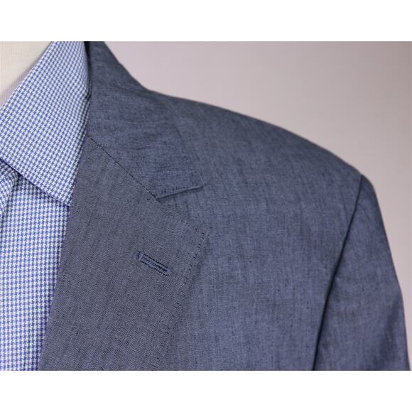 Bonobos Slim Fit Iridescent Blue Cotton Stretch 2-Btn Blazer Jacket 46S New! - Picture 4 of 9